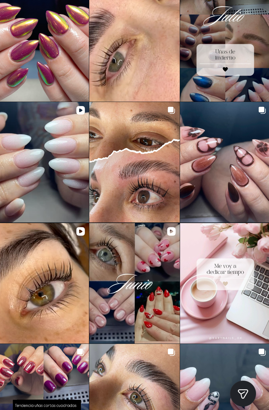 Trabajos reales de uñas, cejas y pestañas del Instagram de AK Beauty Studio