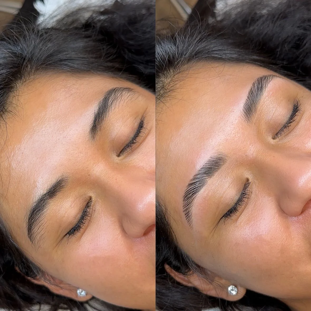 Antes y después de laminado de cejas