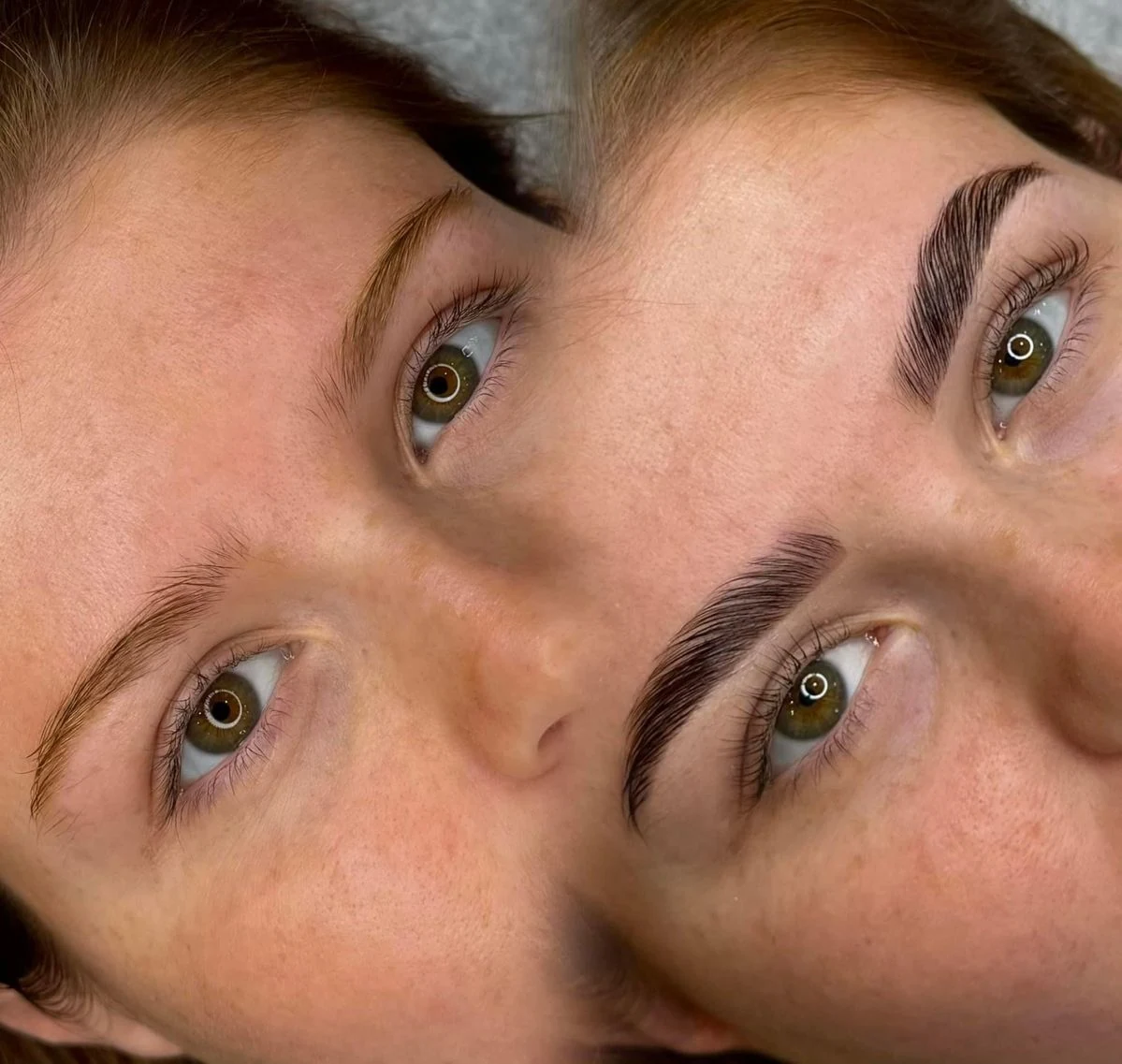 Antes y después de laminado de cejas