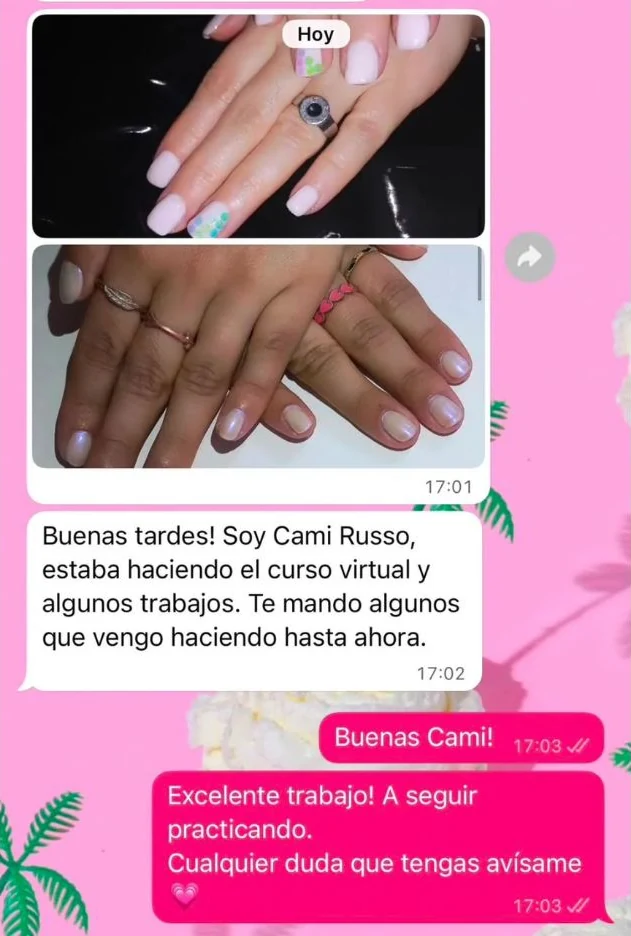 Conversación compartida por una alumna de la Guía de Manicuría