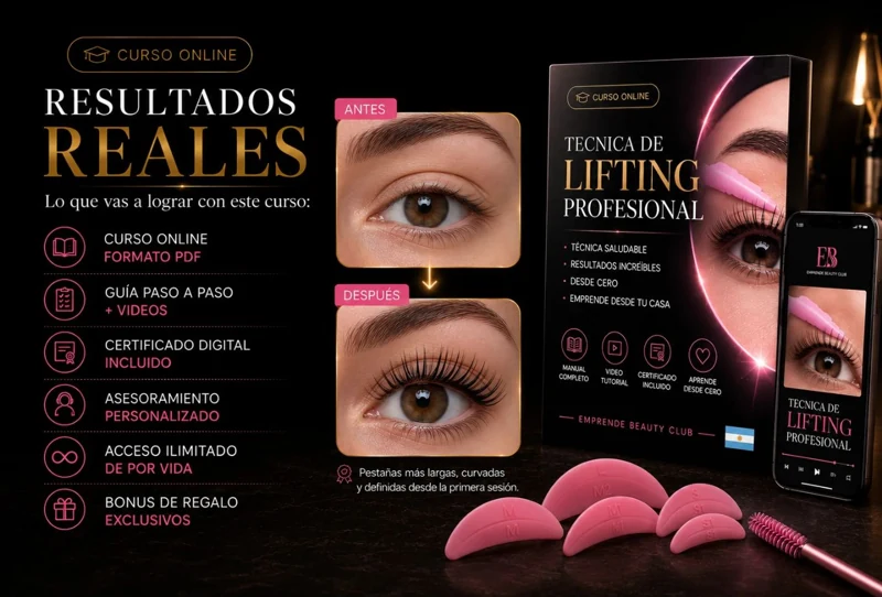 Antes, proceso y resultados de lifting de pestañas